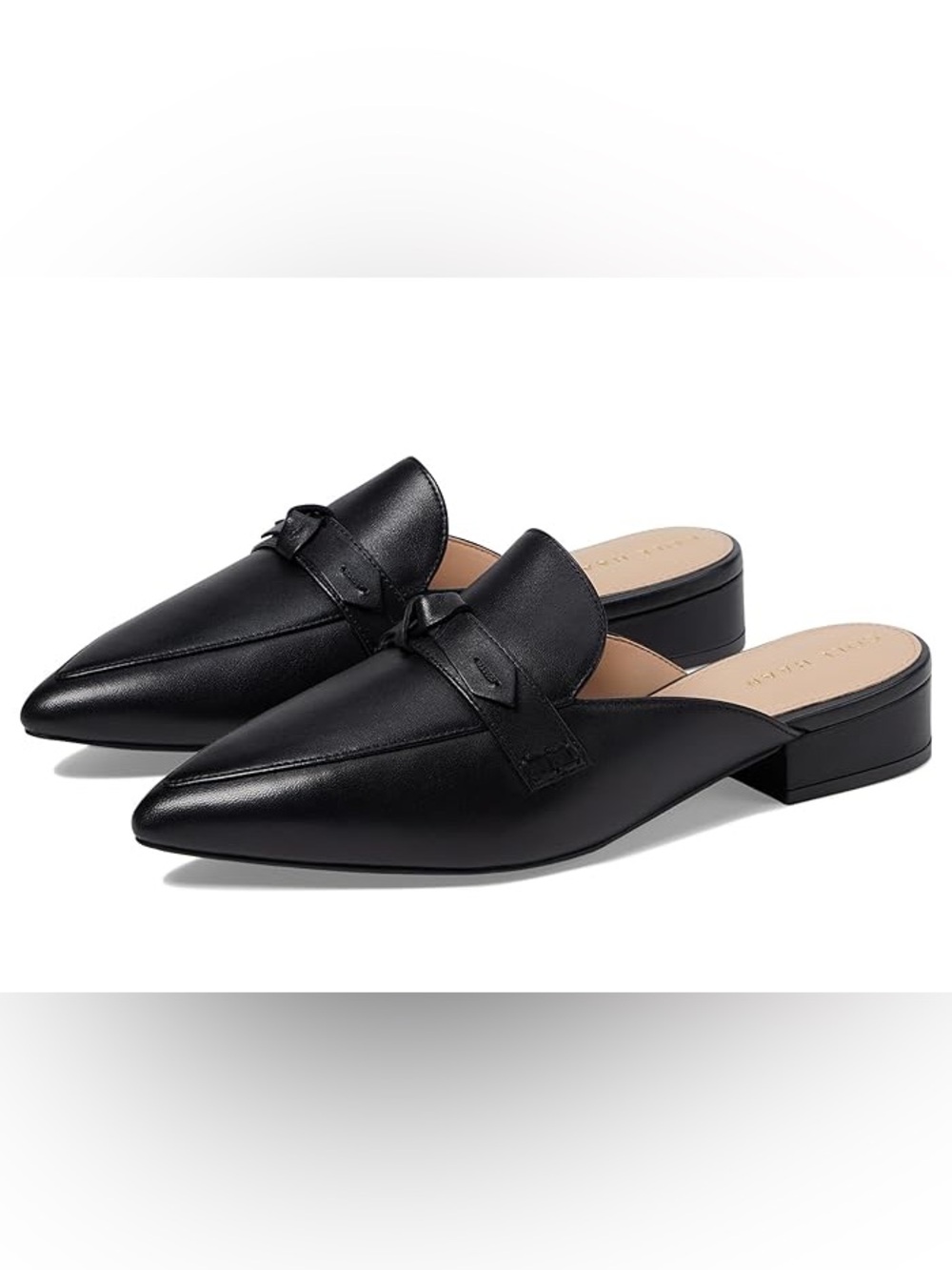 Cole Haan Piper Bow Mules  Black Pointed Toe Slip-On Mules